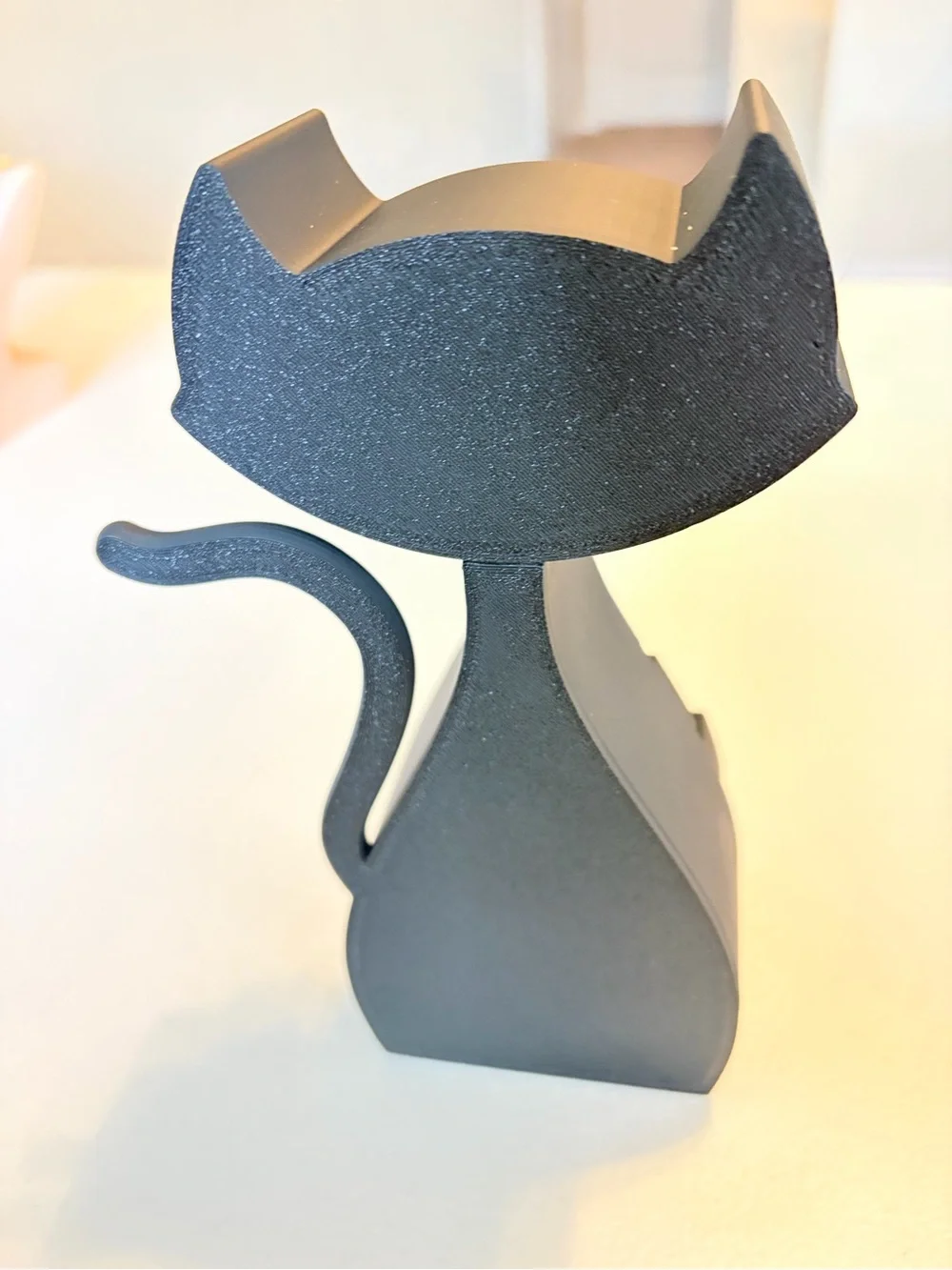 3D Printed Black & Yellow Cat Jewelry Organizer.